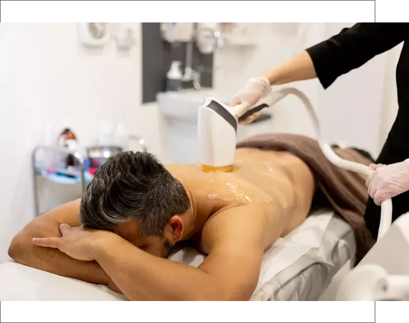 We offer these services: Laser Hair Reduction for large, medium, and magnum-size areas, as well as Upper Body Revamp and Stance at our specialized clinic